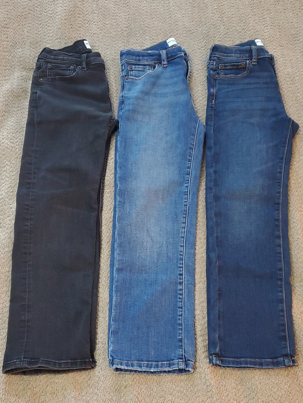 abercrombie kids Three-Pack Straight Jeans in Black and Blue Washes